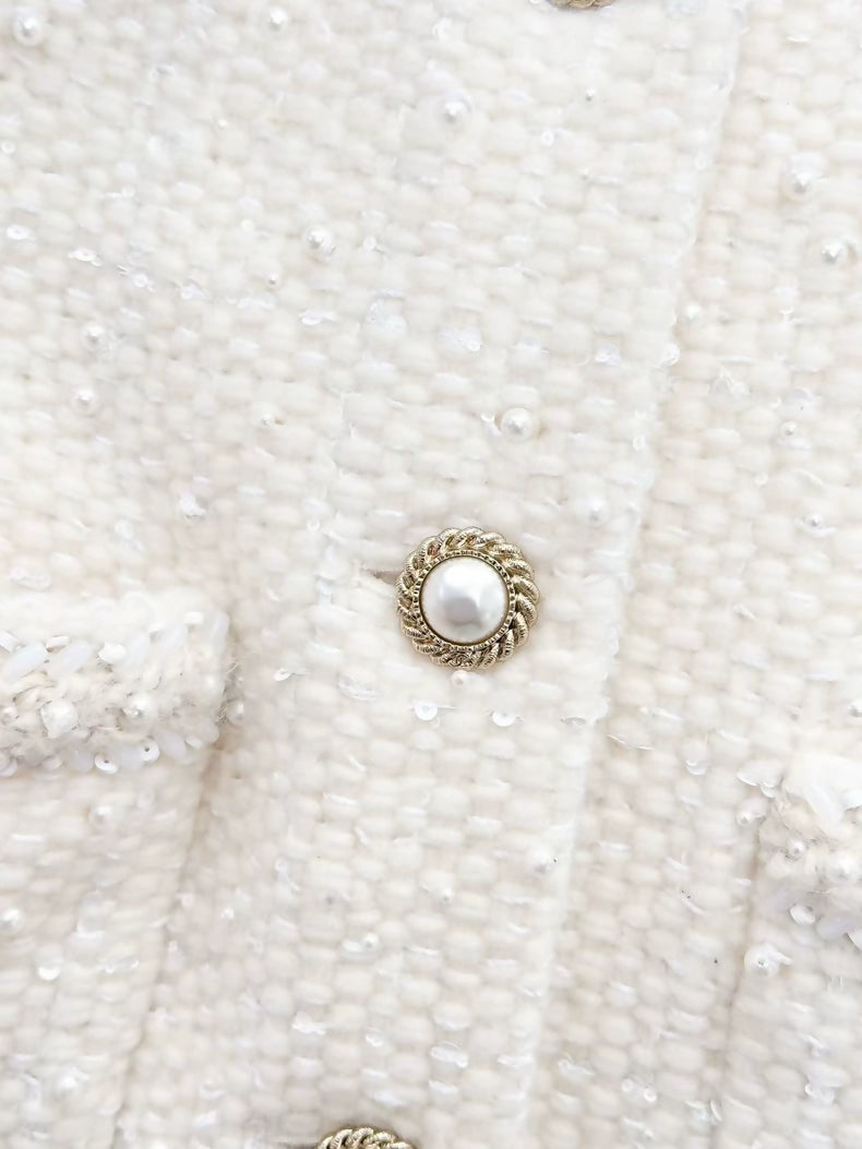 Chanel 18A ecru tweed dress/jacket