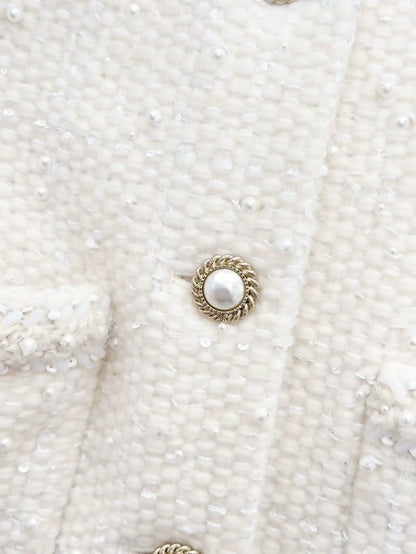 Chanel 18A ecru tweed dress/jacket