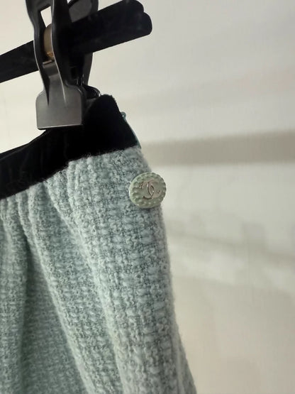 Chanel 22B Blue Velvet Skirt