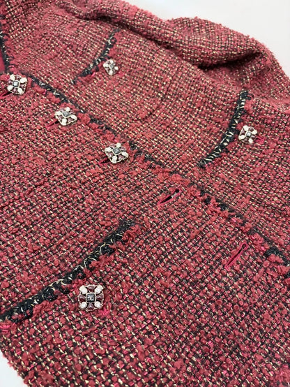 Chanel 11A Red and Gold Tweed Jacket