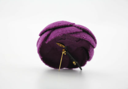 Chanel Vintage 81-85 Tweed Purple Large Camellia Brooch