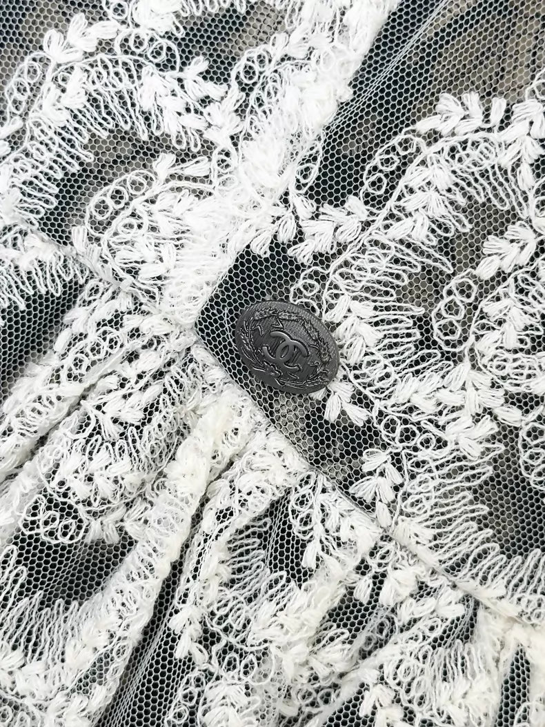 Chanel 10S Black and White lace dress