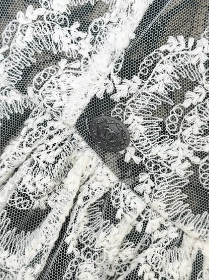 Chanel 10S Black and White lace dress