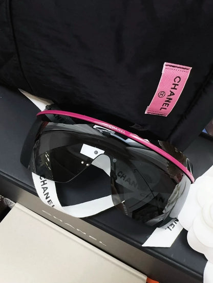Chanel Pink Stripe Logo Ski Sunglasses