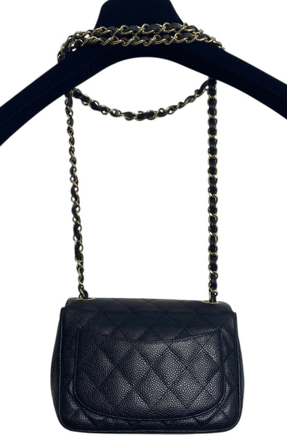 Chanel Black Caviar Mini Square Classic Timeless Flap Bag GHW Gold Hardware