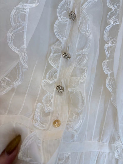 Chanel 08A white Lace Silk Shirt