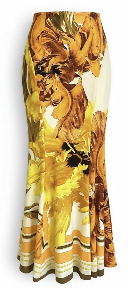 Vintage Roberto Cavalli S/S 2005 Silk Floral Dress Gown Maxi Set IT 40/42