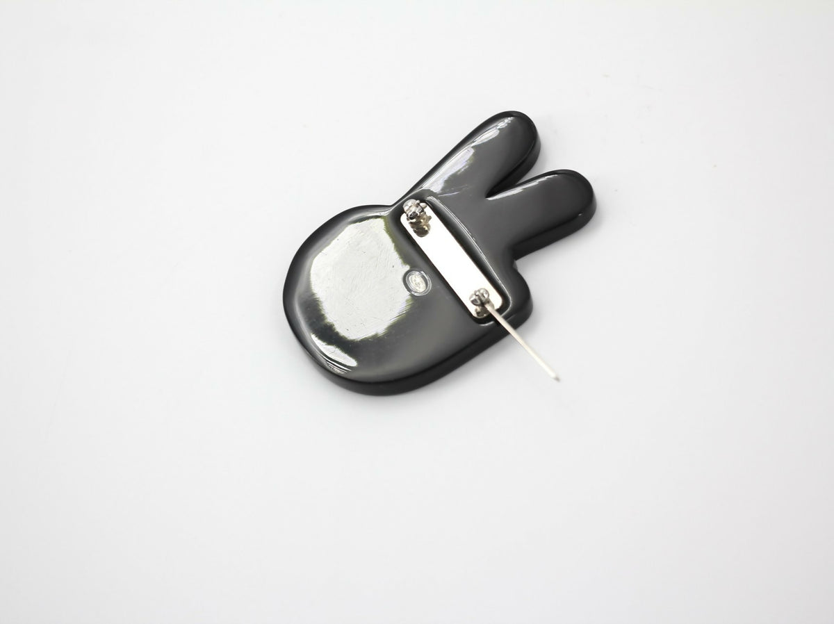 Chanel 16K Resin F "Victory Sign" Brooch in Blue White and Red