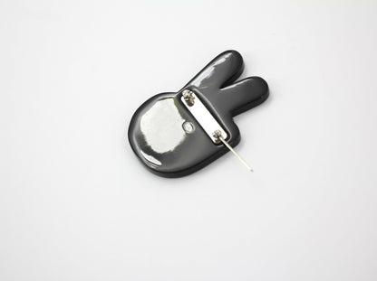 Chanel 16K Resin F "Victory Sign" Brooch in Blue White and Red
