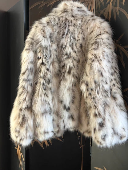 Vintage Pure white mountain lynx coat