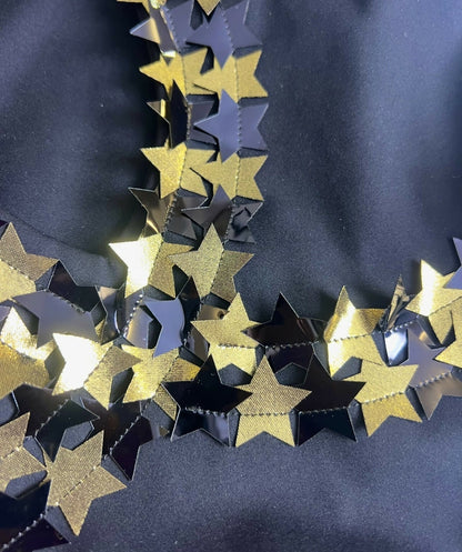 CHANEL 24C RUNWAY NEW TAGS BLACK GOLD STAR APPLIQUÉ SWIMSUIT FR 34