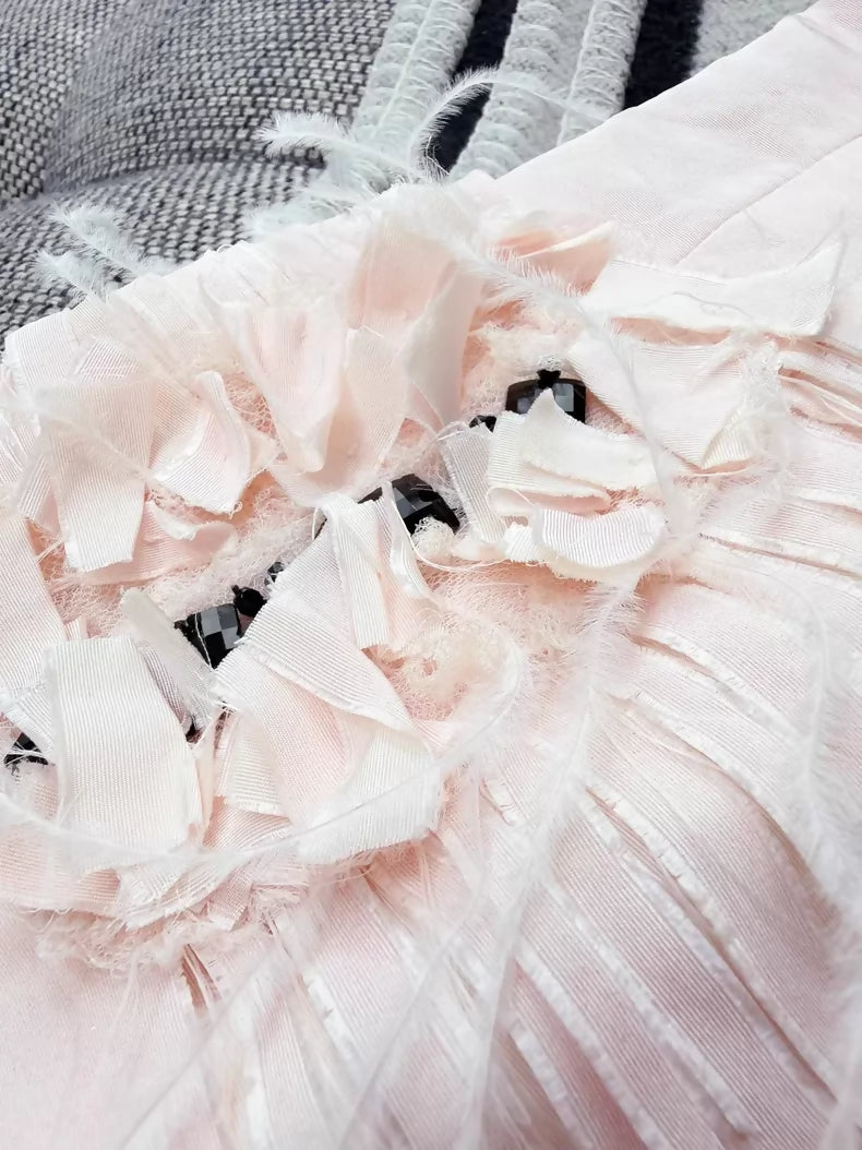 Chanel pink dress with a black tulle lining