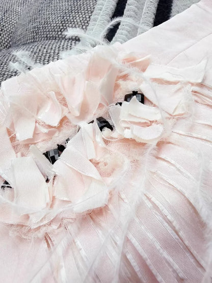 Chanel pink dress with a black tulle lining