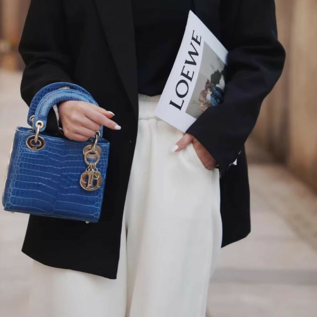 Dior Lady bag Blue Crocodile leather – Wararni.com