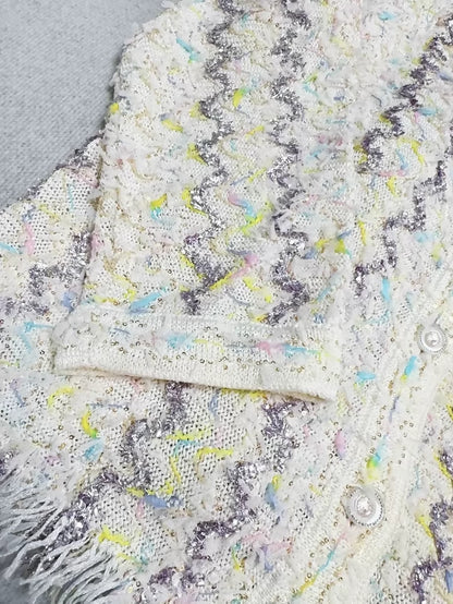 Chanel off-white sequined cardigan with crystal embellishments