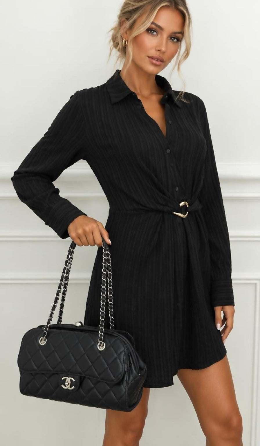 Rare Chanel Classic Black CC Kisslock Lambskin Frame Compartment Timeless Bag