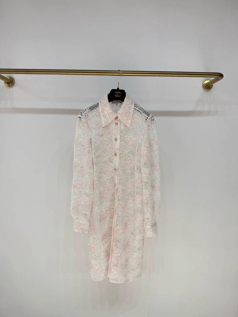 Chanel 25P lace shirt dress
