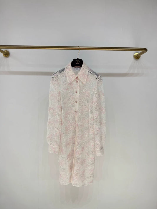 Chanel 25P lace shirt dress