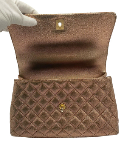 Chanel 19A Medium Metallic Rose Gold Copper Caviar Quilted Timeless Coco Handle Flap Bag