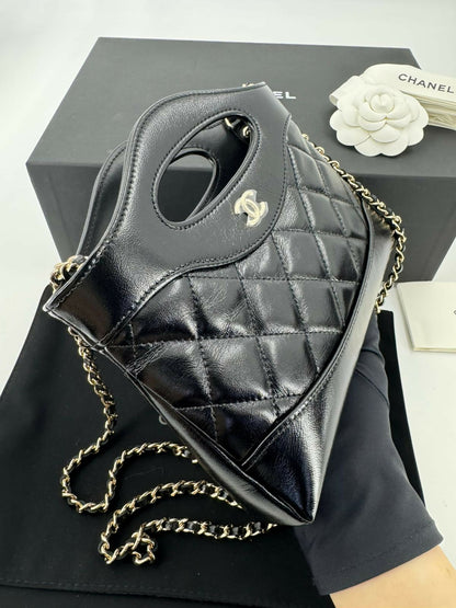 Chanel 31 Nano Black Shiny Lambskin Bag with GHW
