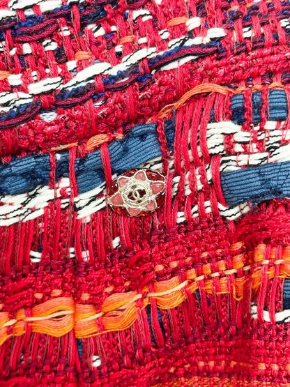 Chanel 17C Red Mixed-Colour tweed Midi Skirt