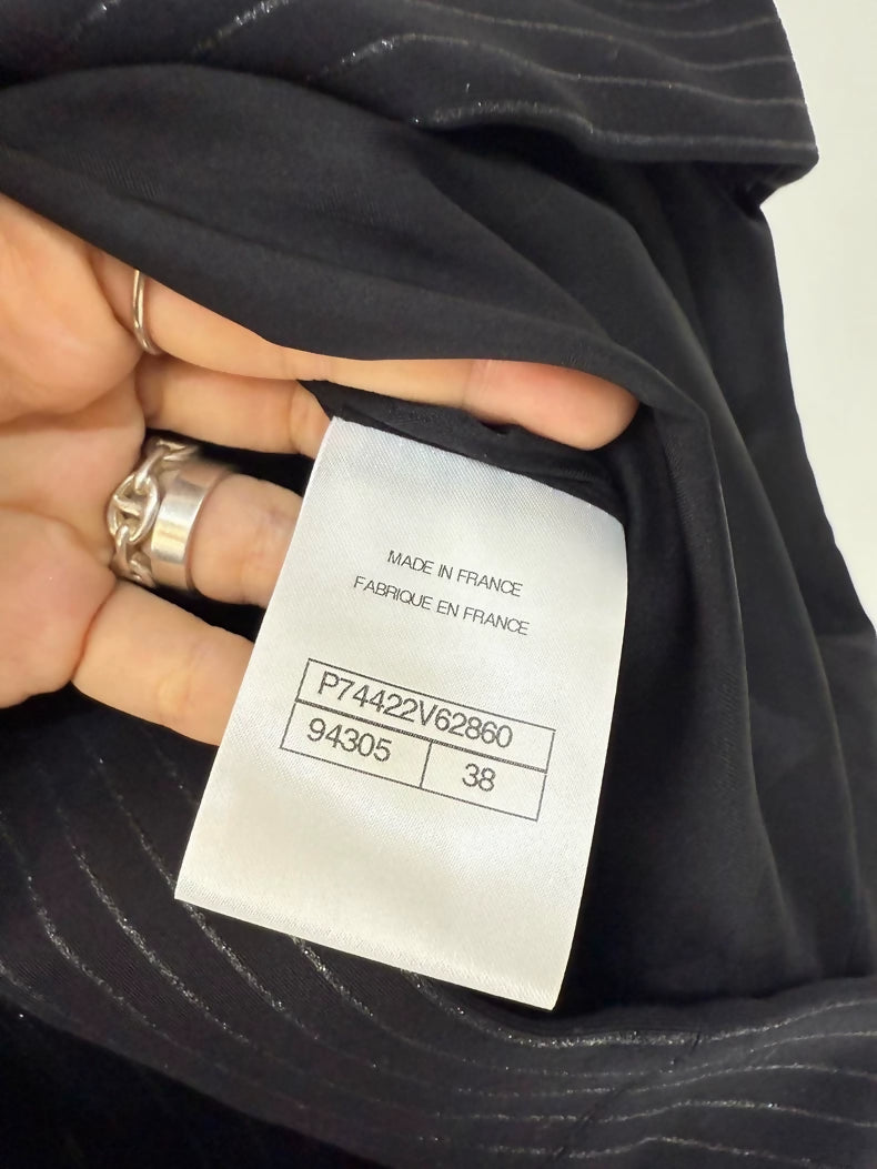 Chanel 23p black striped dress