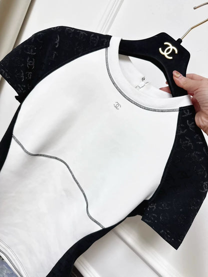 Chanel 24c white and black top