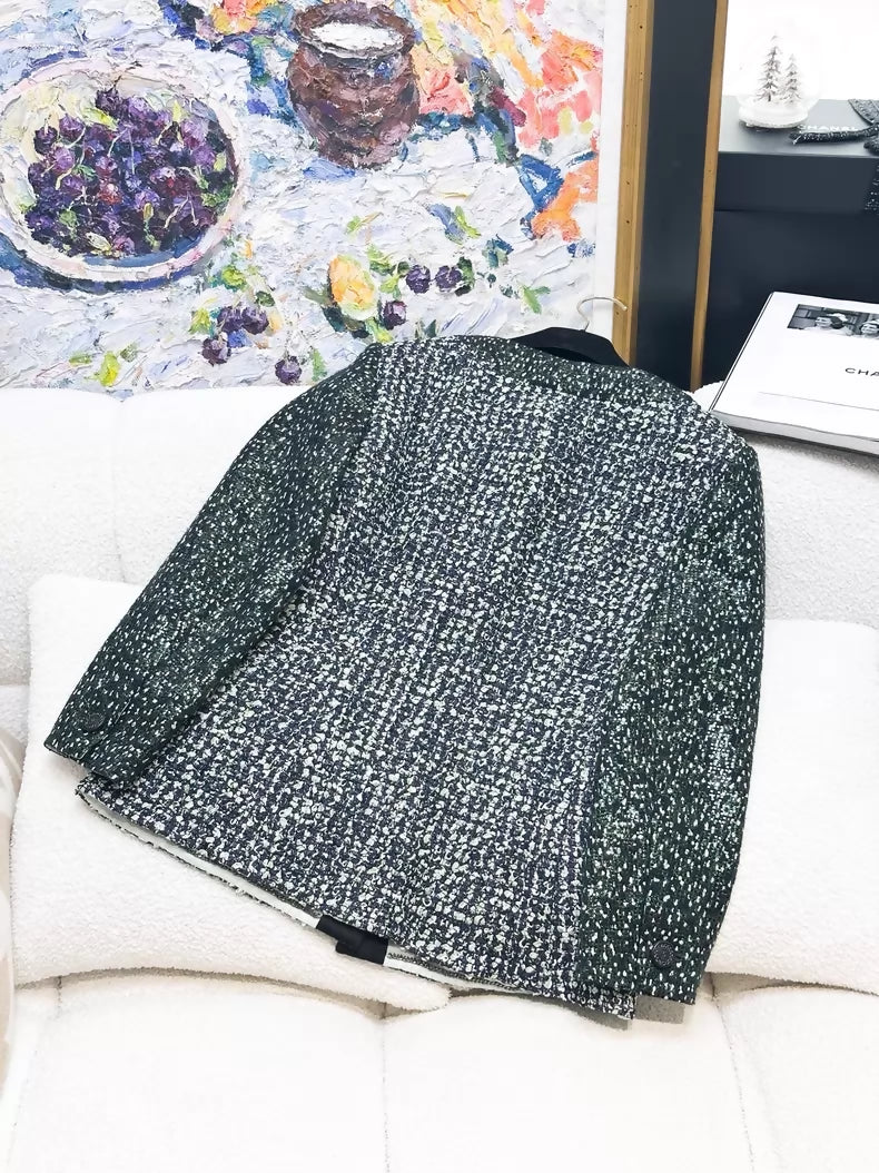 Chanel 19S green sequined tweed jacket