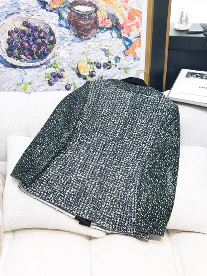 Chanel 19S green sequined tweed jacket
