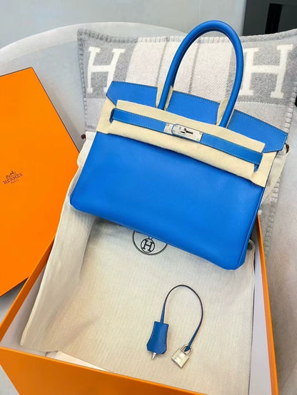 Hermes Birkin 30 Tanzania Blue Epsom Leather Palladium Hardware