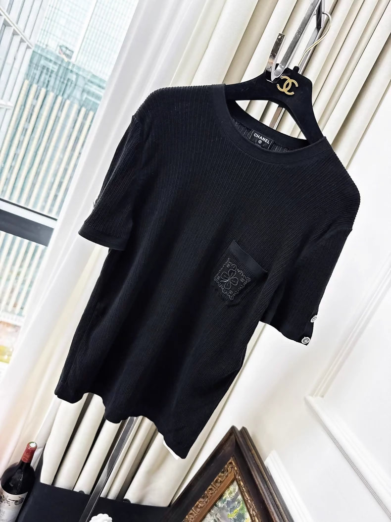 Chanel 24P black knit top