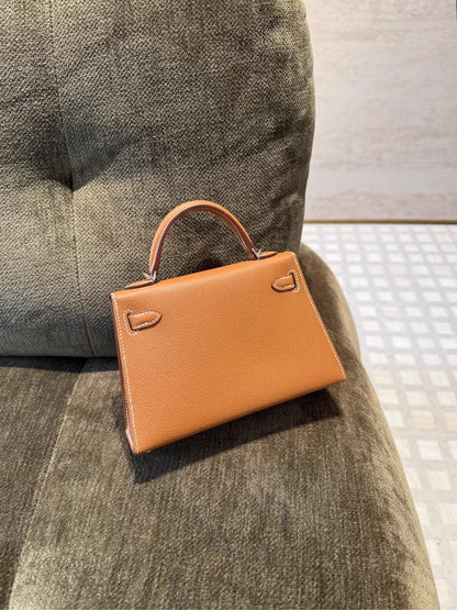 Hermes Mini kelly 20 gold Epsom leather palladium hardware