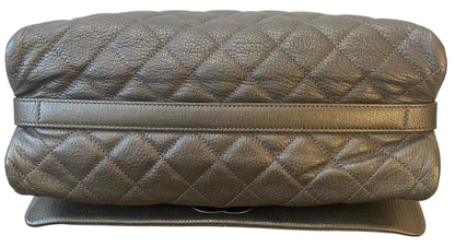 Chanel City Rock Large Dark Grey Metallic Quilted Goatskin Flap Bag