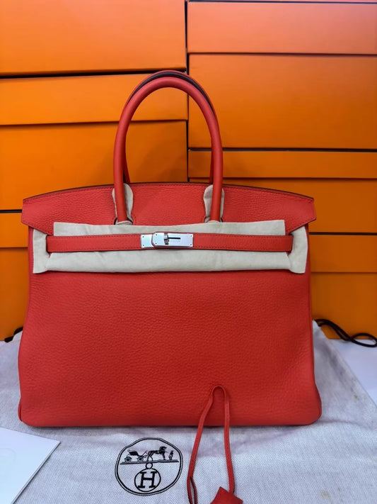 Hermes Birkin 35 Red Togo leather Palladium harwdare
