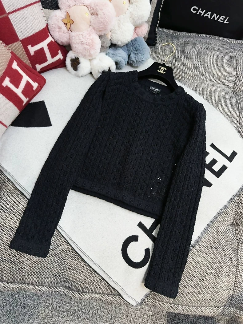 Chanel 24P black knit sweater