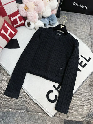 Chanel 24P black knit sweater