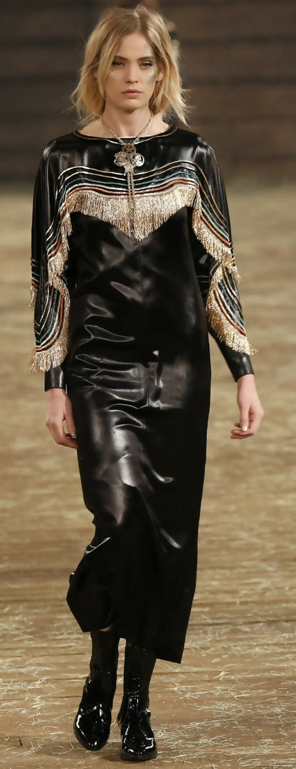 Rare Chanel 14A Paris Dallas Black Gold Wide Statement Cuff Bracelet