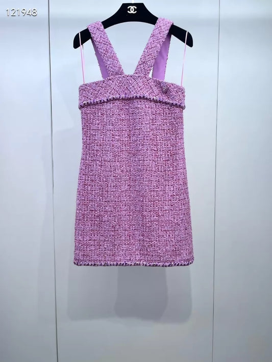 Chanel 22P pink tweed dress