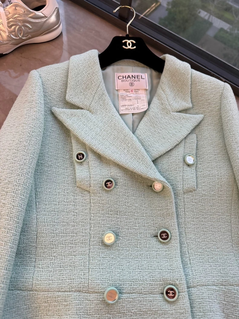 Chanel 95C green tweed jacket