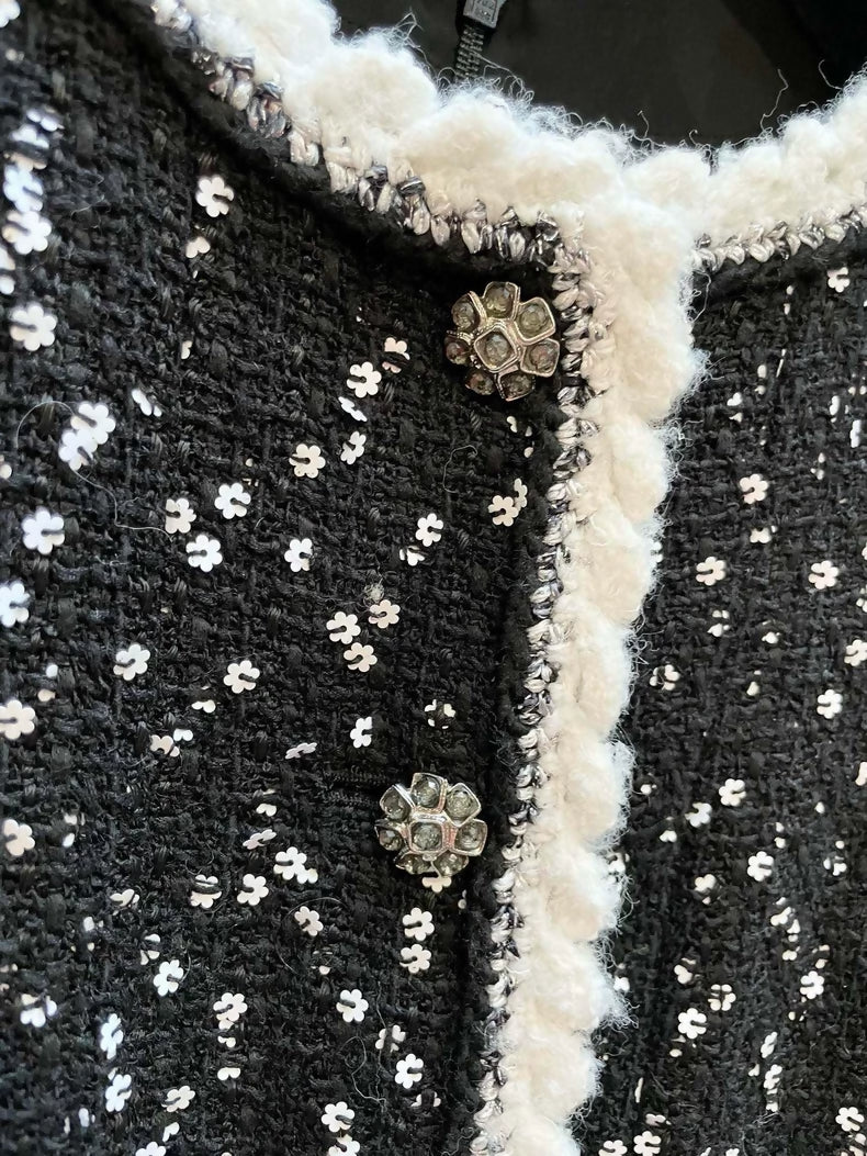 Chanel 23K black tweee sequined dress