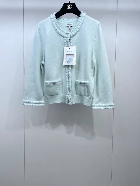 Chanel 25S mint green cardigan
