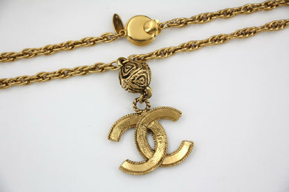 Chanel Vintage 85 Gold-Plated Ball CC Long Necklace