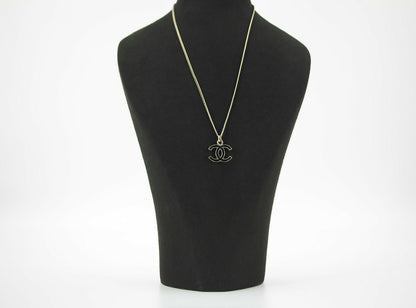 Chanel Vintage 07V Enamel Classic Black CC Light Gold Necklace