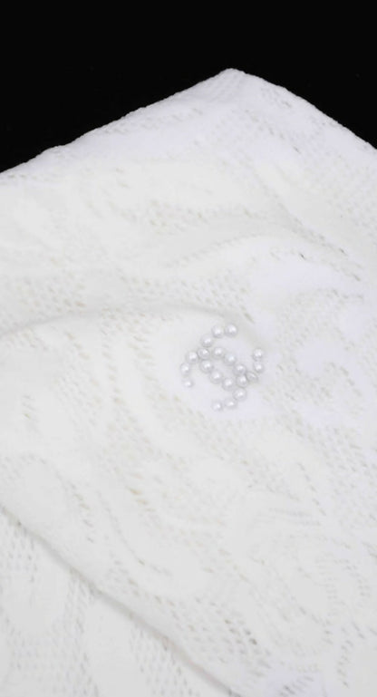 Chanel 23k White Lace Stockings