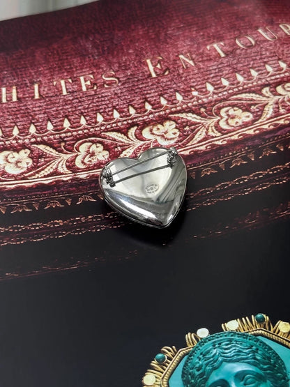 Chanel 20S double C full diamond heart brooch