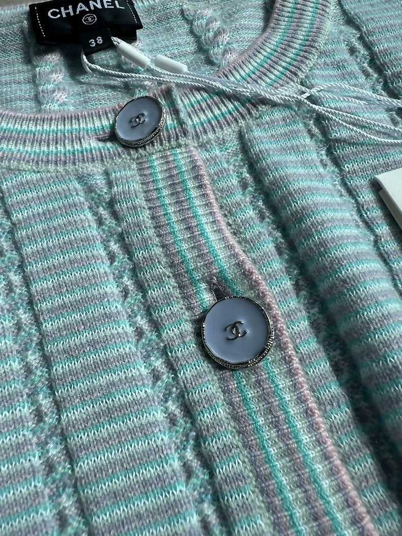 Chanel 25B blue cardigan