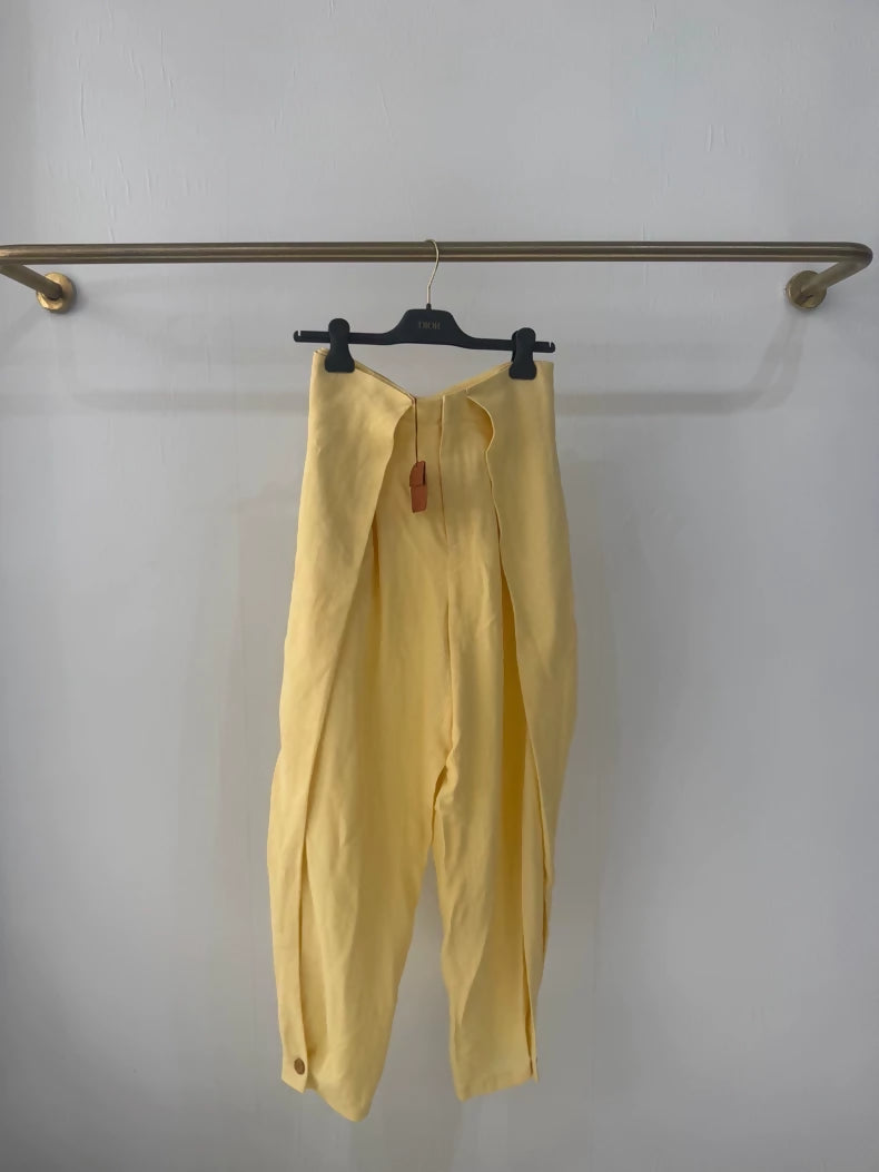 Loro Piana yellow linen pants