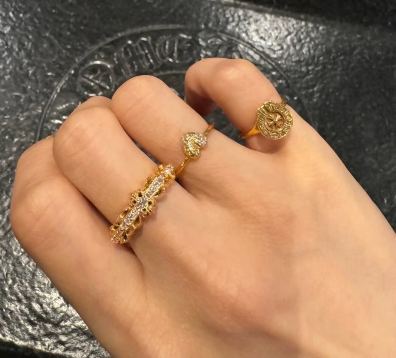 Chrome Hearts gold dimaonds ring