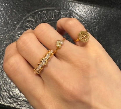 Chrome Hearts gold dimaonds ring