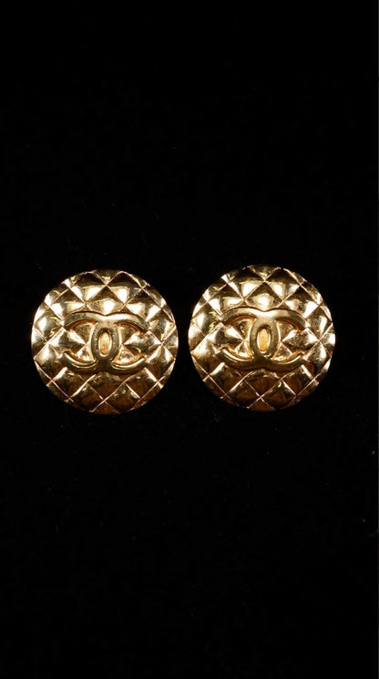 Chanel Gold CC Round Earrings
